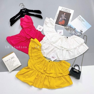 💥 Áo croptop lệch vai tay cánh tiên 💯