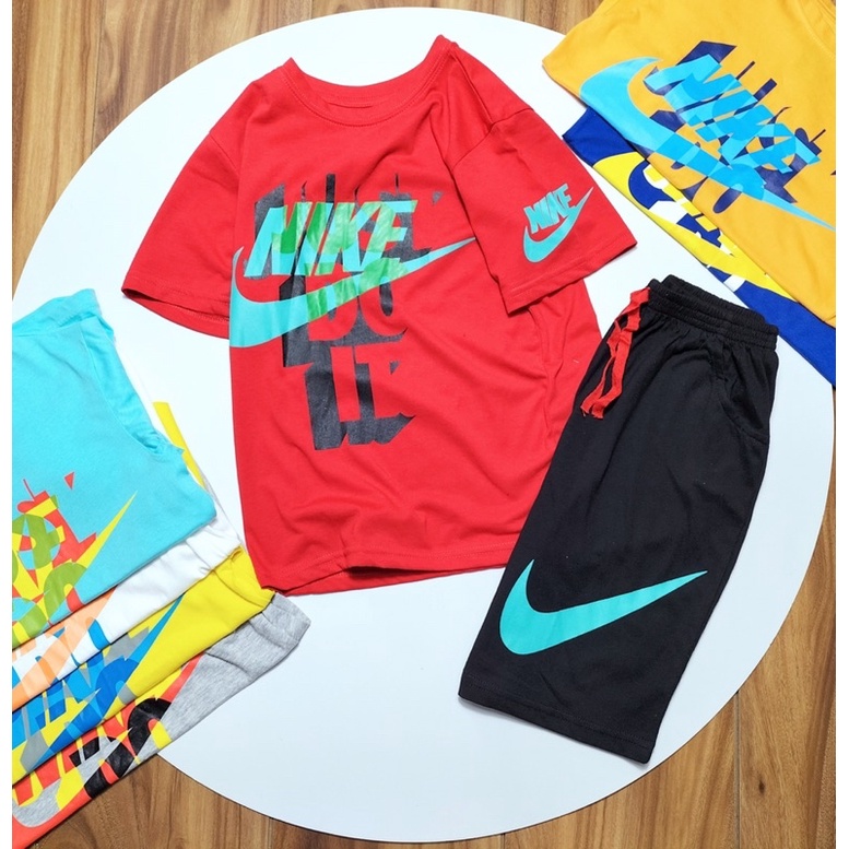 Đồ bộ ngắn tay thun cotton bé trai hoạ tiết NIKE 5-16T