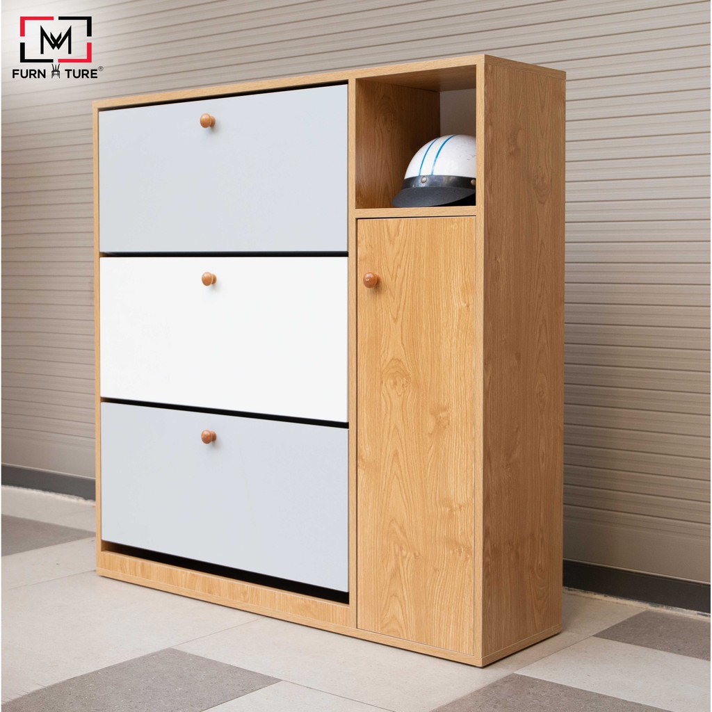 Tủ giày 3 tầng kèm ngăn nón bảo hiểm thông minh MW FURNITURE - Nội thất căn hộ