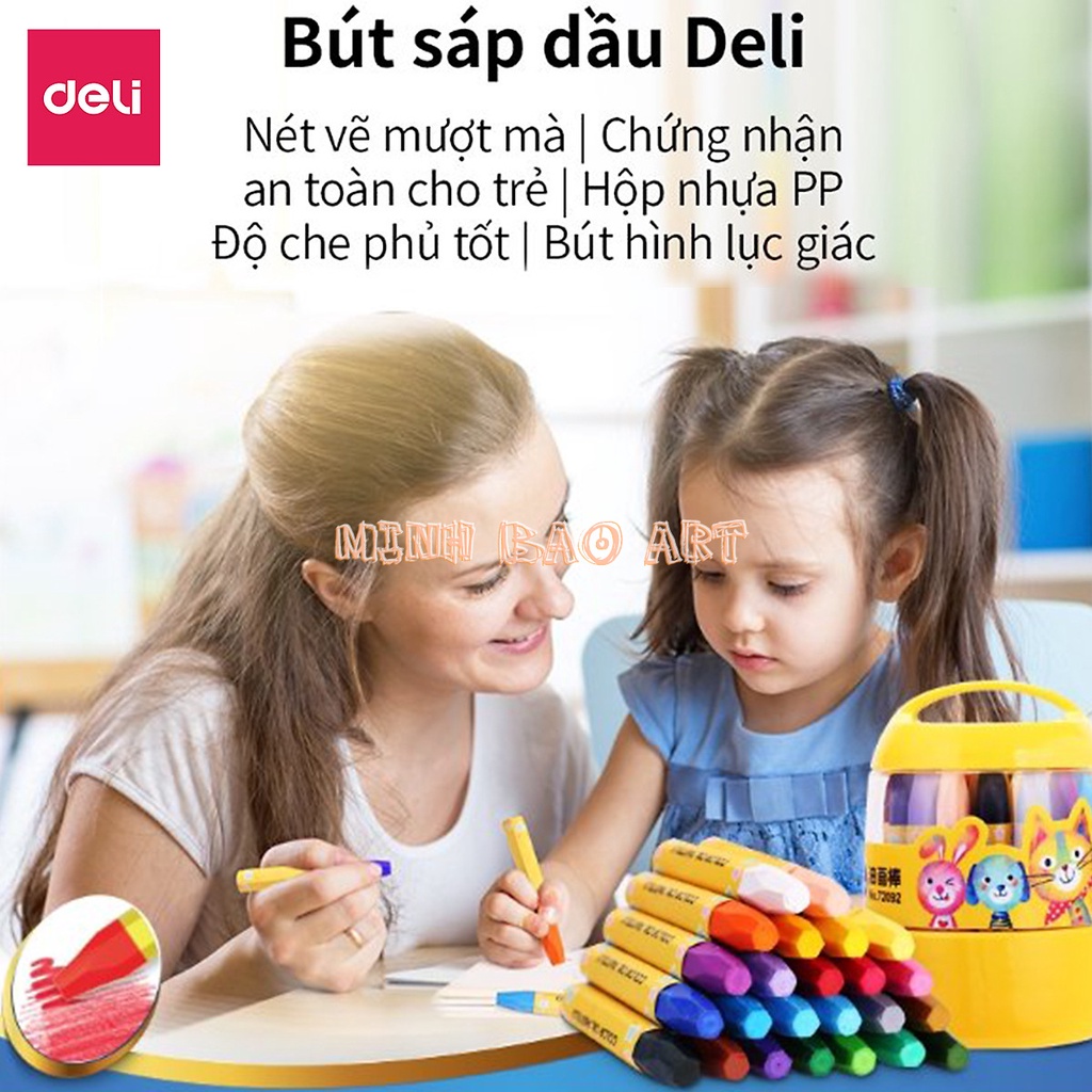 BÚT SÁP DẦU HỌC SINH HỘP NHỰA DELI - 12/18/24 MÀU