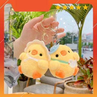 Móc Khóa Gấu Bông Hình Bé Gà màu vàng chìa khóa