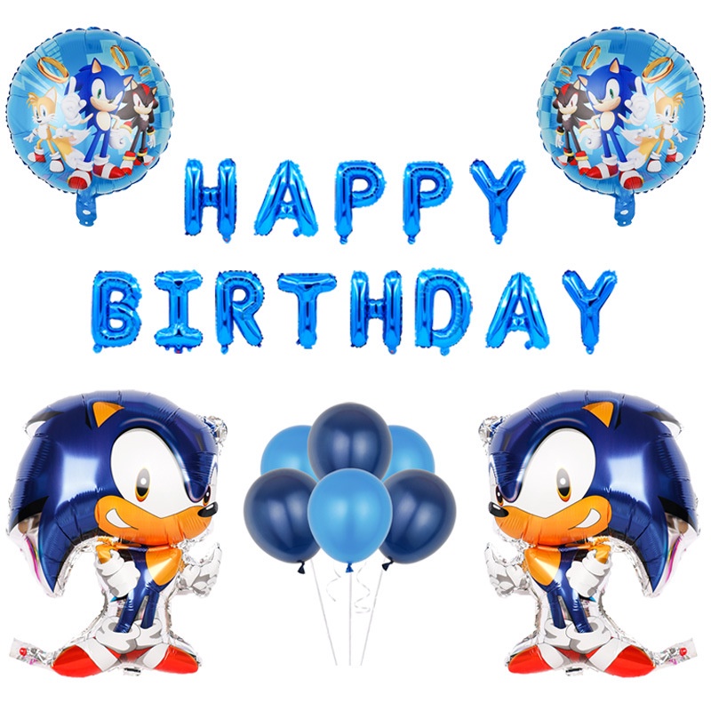 Set Bong Bóng Hình Nhím Sonic Trang Trí Tiệc Sinh Nhật