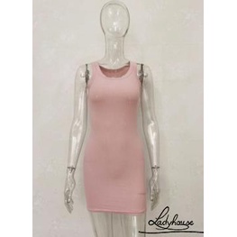 Đầm dệt kim sát nách cổ tròn màu sắc đơn giản thời trang mùa hè cho nữ