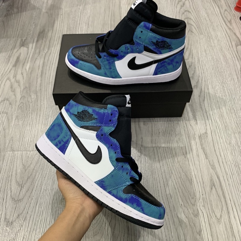 GIÀY THỂ THAO JORDAN 1 XANH LOANG CỔ CAO [ Full Bill + Box ]