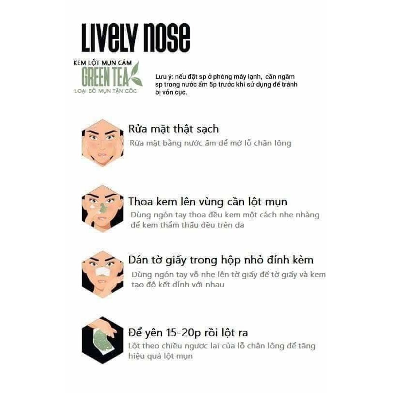 Kem lột mụn cám, mụn đầu đen kèm 50 giấy lột mụn NAKIZ Lively Nose - Chính hãng Thái Lan