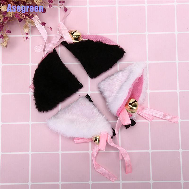 Kẹp tóc hình tai mèo phối lông đáng yêu cho nữ