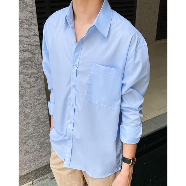 Áo Sơ Mi Basic màu xanh dương