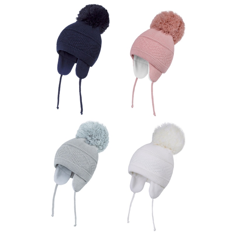 Mũ Beanie Dệt Kim Màu Sắc Trơn Giữ Ấm Mùa Đông Cho Bé