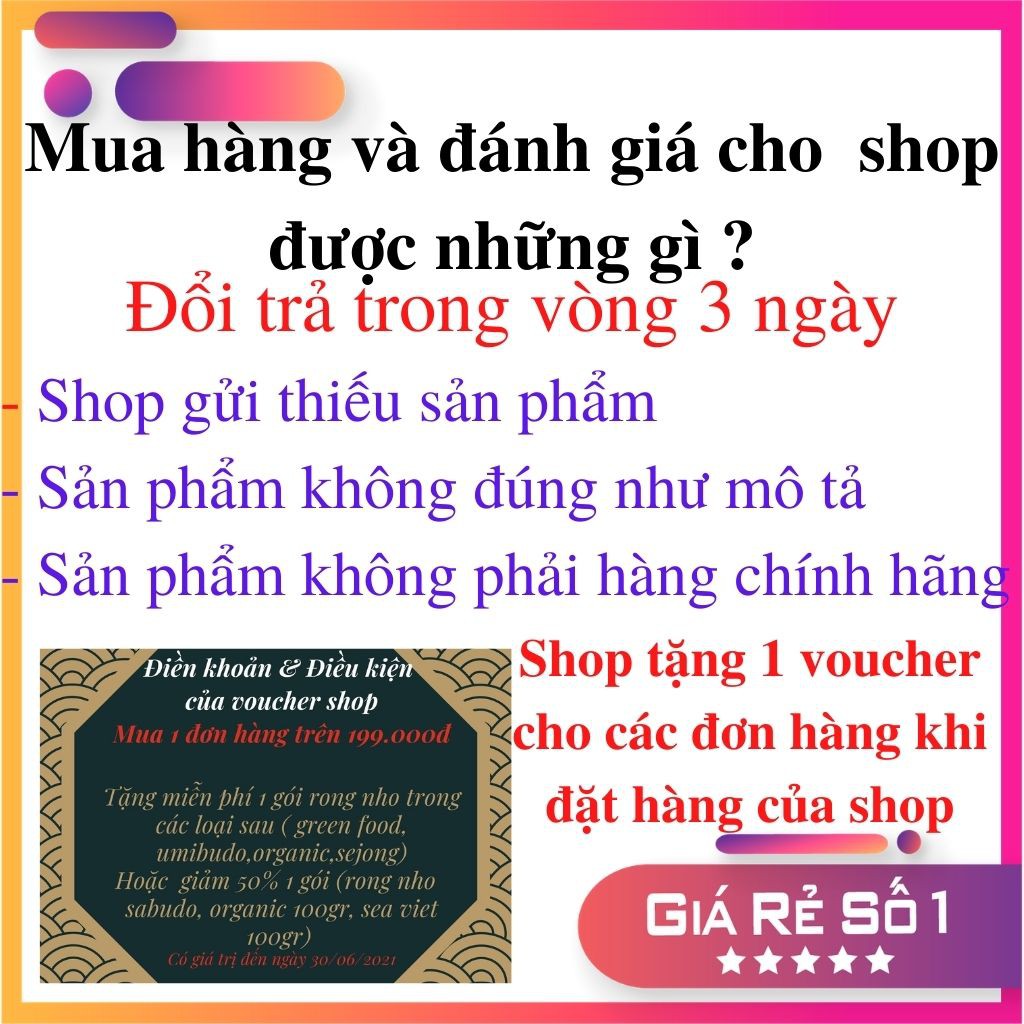 [NGOT10PTT][Rẻ Vô Địch] 1 gói Rong nho Green Food cao cấp nở ra rong nho tươi Organic Hàng công ty check