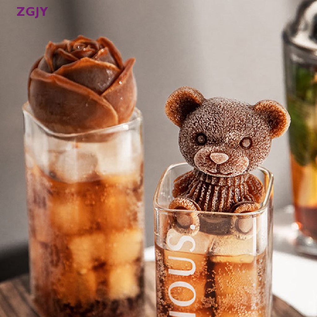 Khuôn Silicon Làm Đá Hình Gấu Hoạt Hình 3D Dễ Sử Dụng Mới