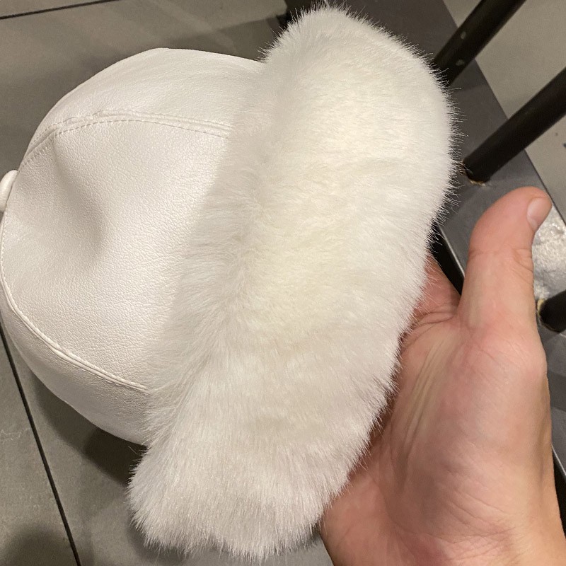 Mũ Beret Bằng Da pu Màu Trơn Phong Cách Nhật Bản Thời Trang Mùa Đông Cho Phụ Nữ Trung Niên