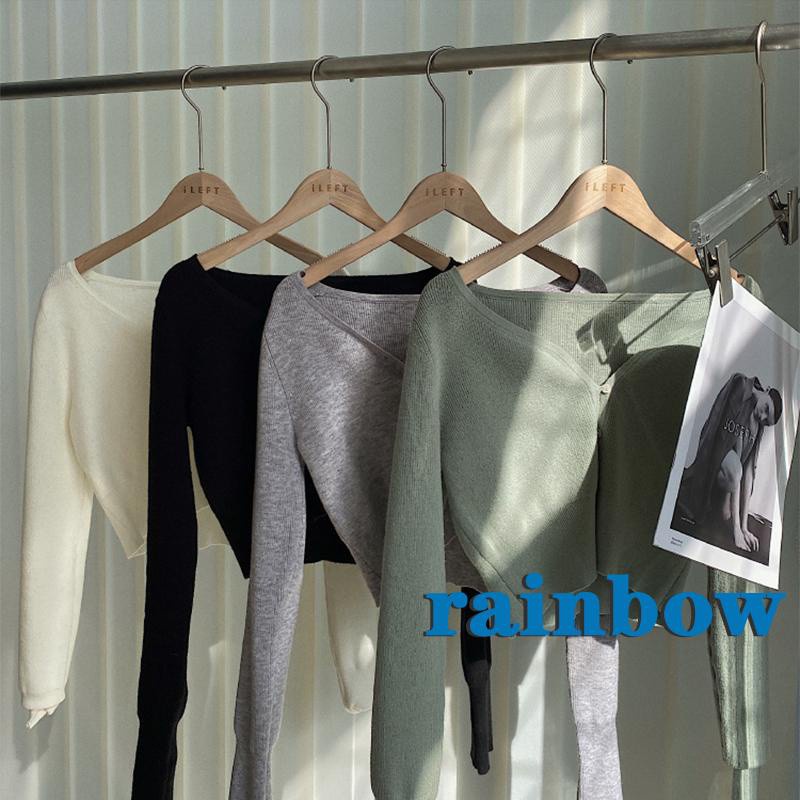 Áo Thun Lửng Tay Dài Màu Trơn Phối Hàng Nút Màu Cầu Vồng Thời Trang Cho Nữ | BigBuy360 - bigbuy360.vn