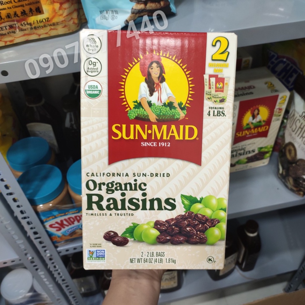 Nho khô hữu cơ Sunmaid Organic Raisins hộp 1,81kg date 10/2023 - EDS Hàng Mỹ