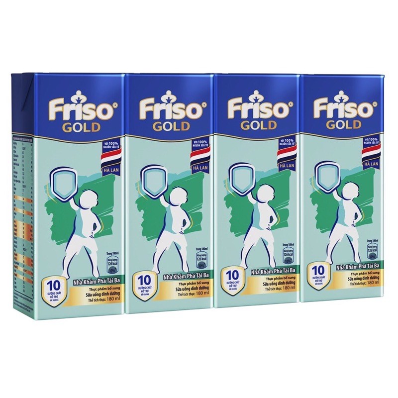 Sữa bột pha sẵn Friso Gold hương vani (180ml x 4hộp) cho bé trên 2 tuổi