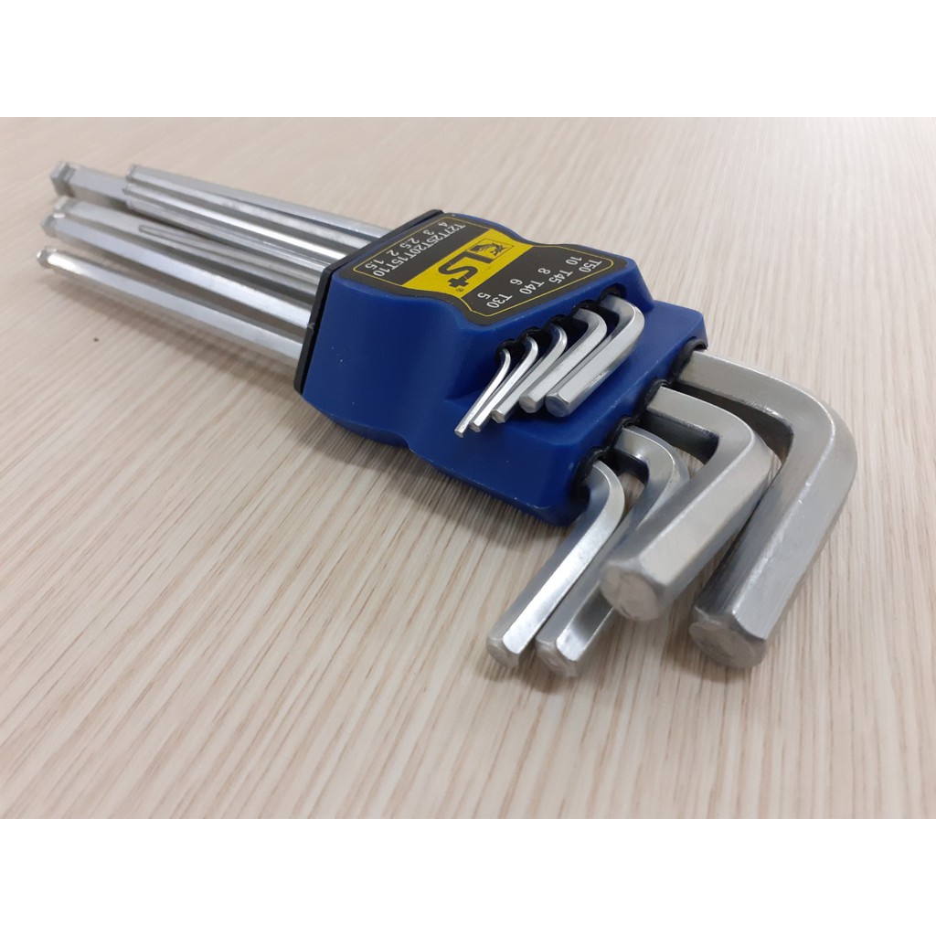 Bộ Lục Giác 9 Cây Có Đầu Bi, Độ Cứng HRC 50-55 Hiệu LS+ Cao Cấp Đa Năng Với Kích Thước Lục Giác Từ 1.5 - 10mm Siêu Bền