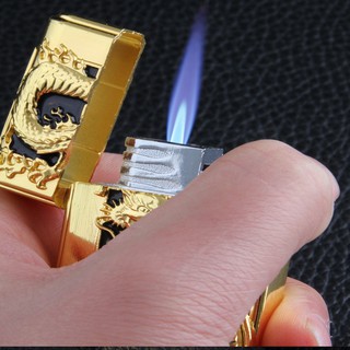 Quẹt Bật Khò Đánh Lửa Kiêm Đèn Led Hình Rồng Vàng/Bạc
