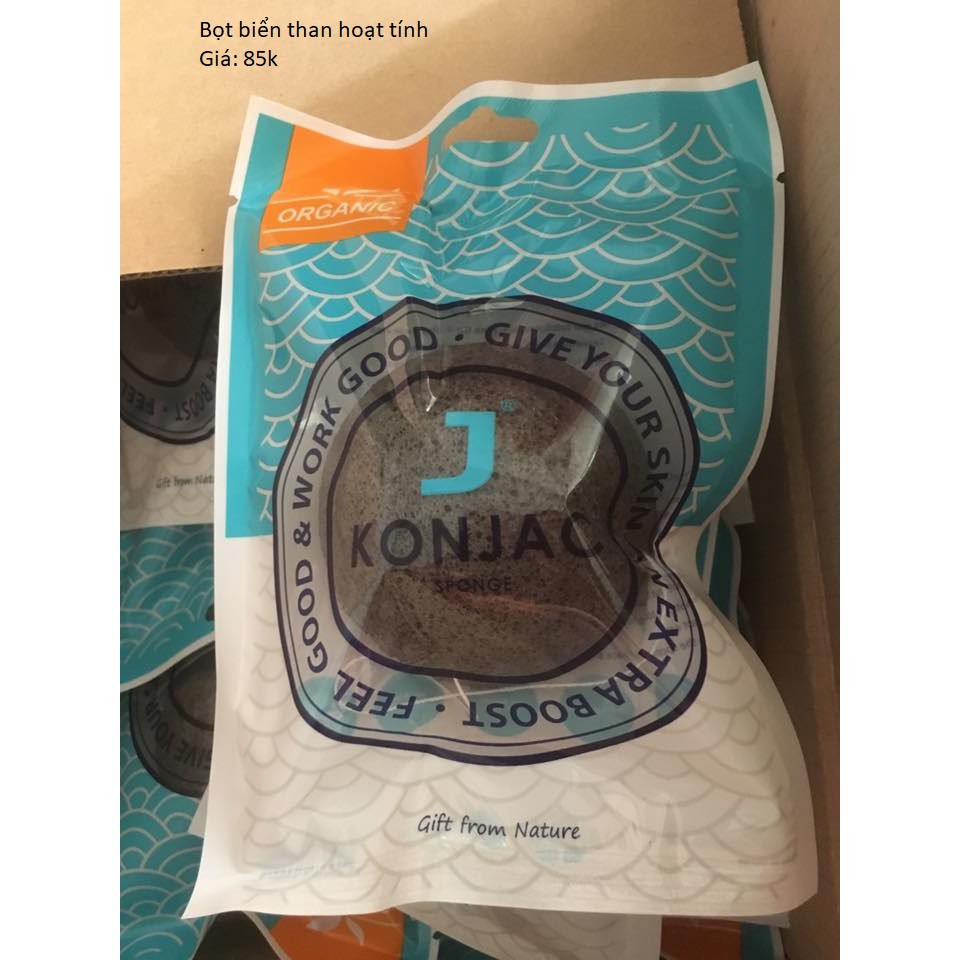 Bọt biển rửa mặt Konjac 100% tự nhiên, nhập khẩu từ Hàn Quốc