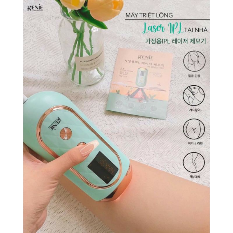 Máy triệt lông tại nhà Genie phiên bản 2021 tặng kèm gel lạnh 300ml (Bảo hành 6 tháng)