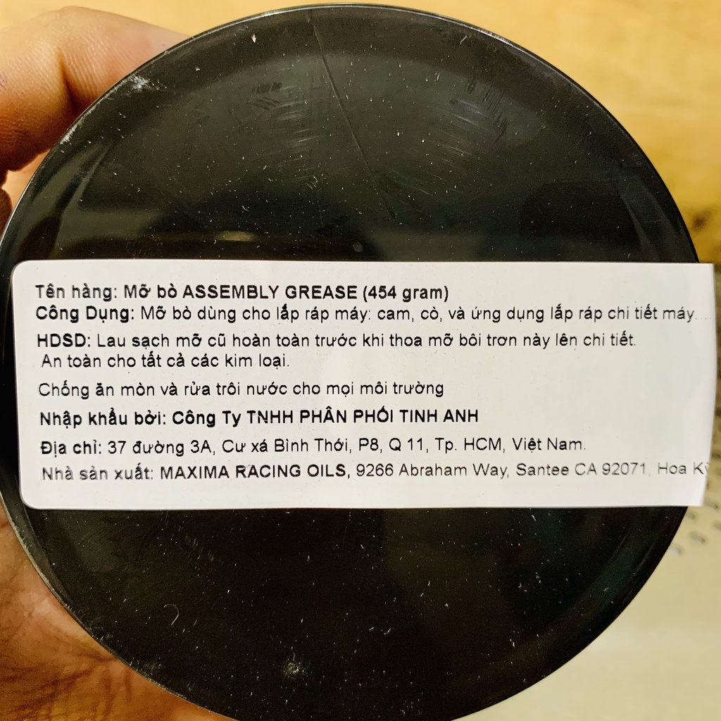 Mỡ Bò MAXIMA Assembly Grease Lắp Ráp Máy - Bôi Trơn Các Chi Tiết Bên Trong Động Cơ – 454gram Made in USA