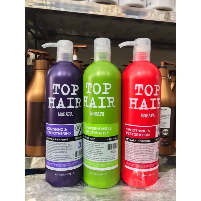 Cặp dầu gội xả Tophair Top Hair Mobafa 750ml phục hồi tóc Tophair Mobafa