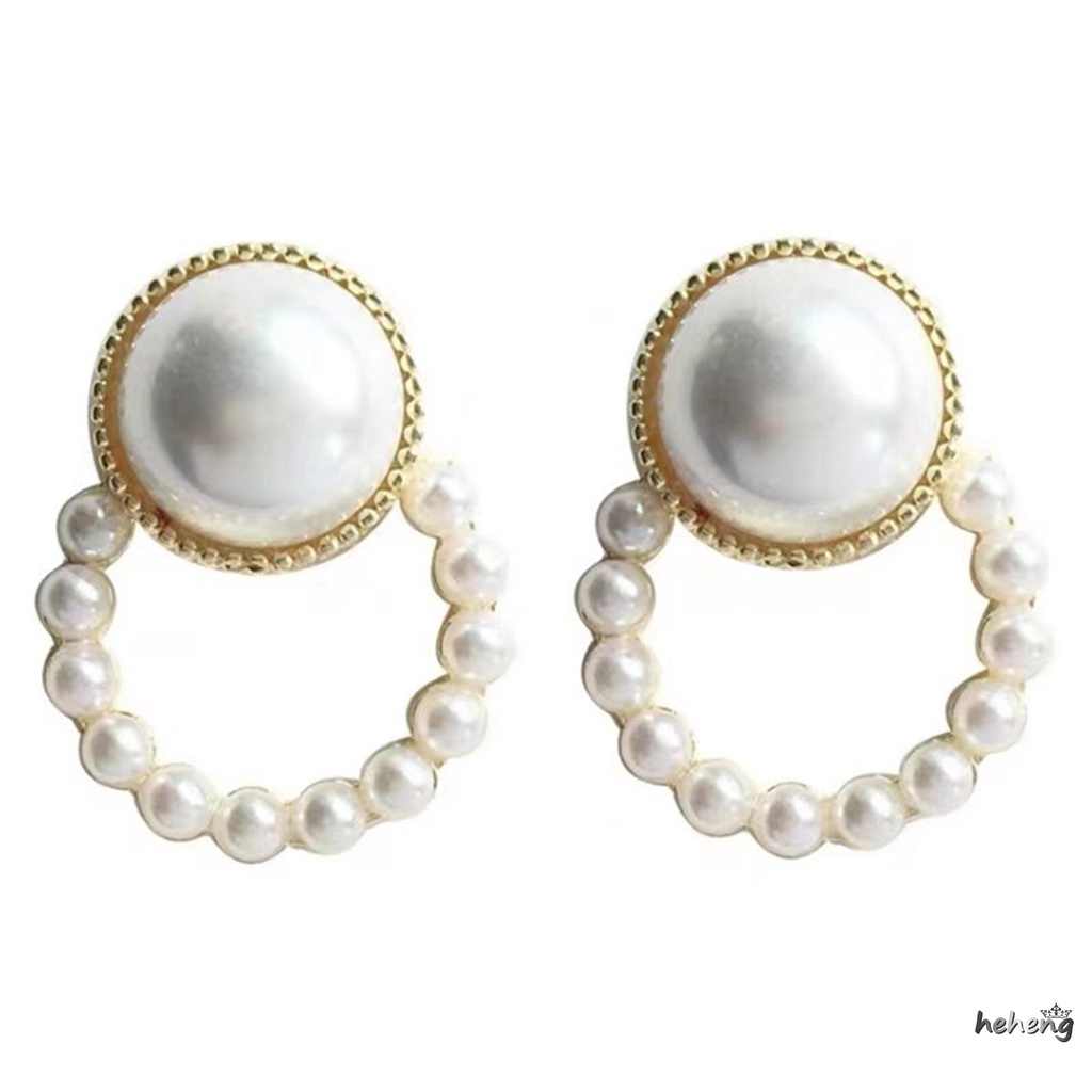 Bông Tai Tròn Đính Ngọc Trai Bằng Hợp Kim Thời Trang 1 Cặp