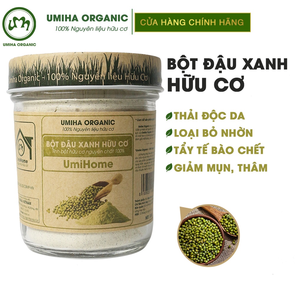 Bột Đậu Xanh đắp mặt nạ hữu cơ UMIHOME nguyên chất | Green bean powder 100% Organic 135G