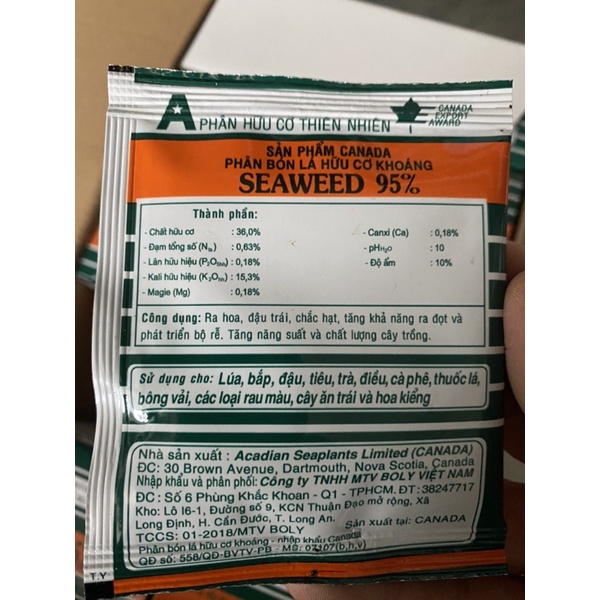 Phân bón lá hữu cơ khoáng Seaweed 95% gói 10gr rong biển