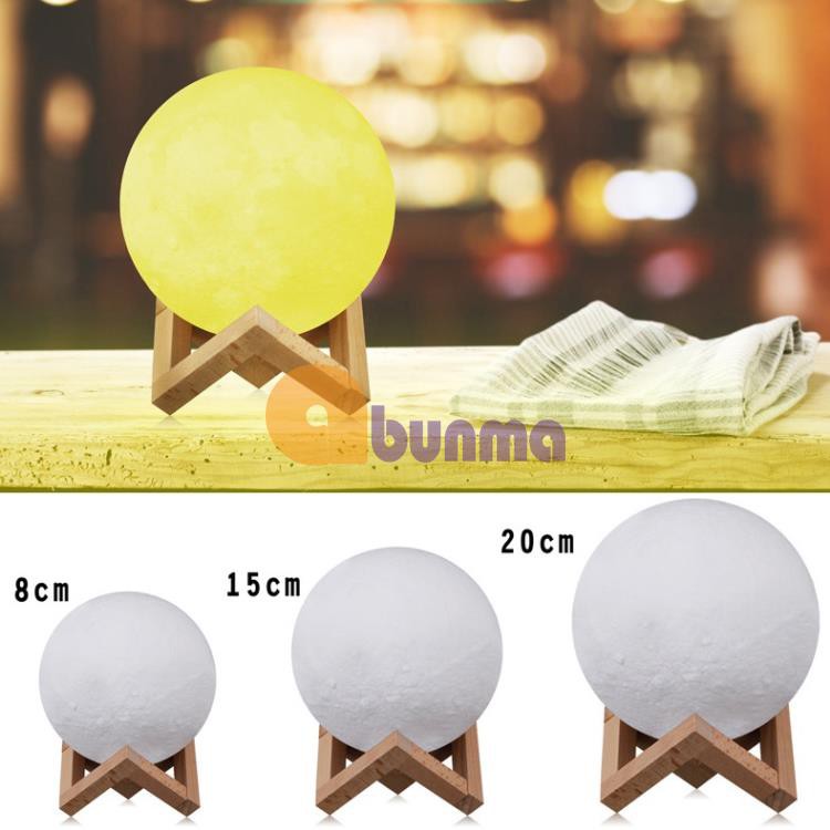 Đèn ngủ mặt trăng ML3D-1503, Đèn mặt trăng 3 màu 15cm, Đèn trang trí Moon Light 3D