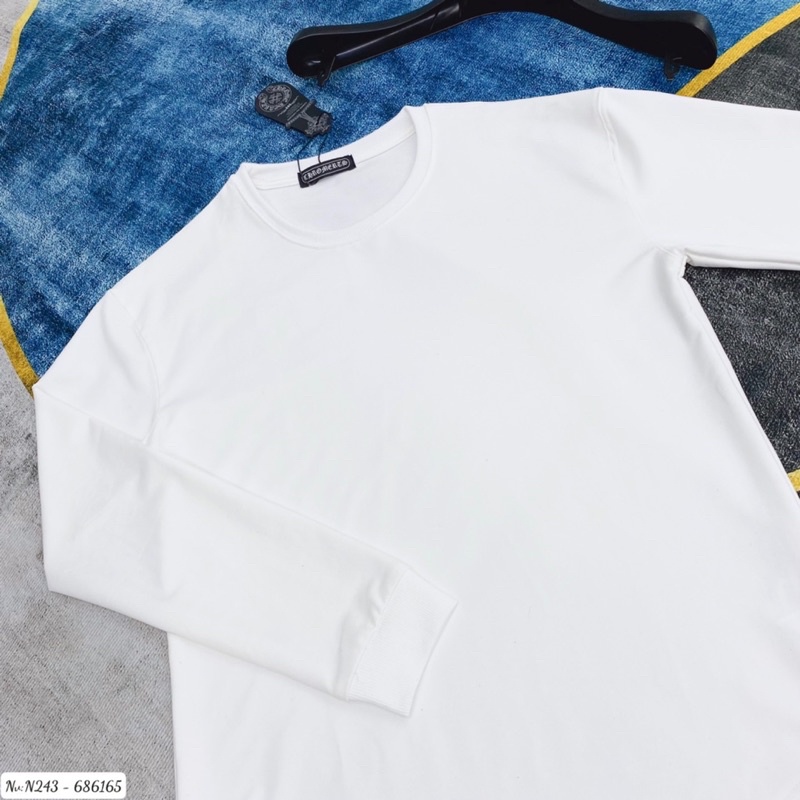 Áo nỉ longtee nam hoạ tiết đơn giản,áo nỉ đuôi tôm nam 2 màu đen trắng