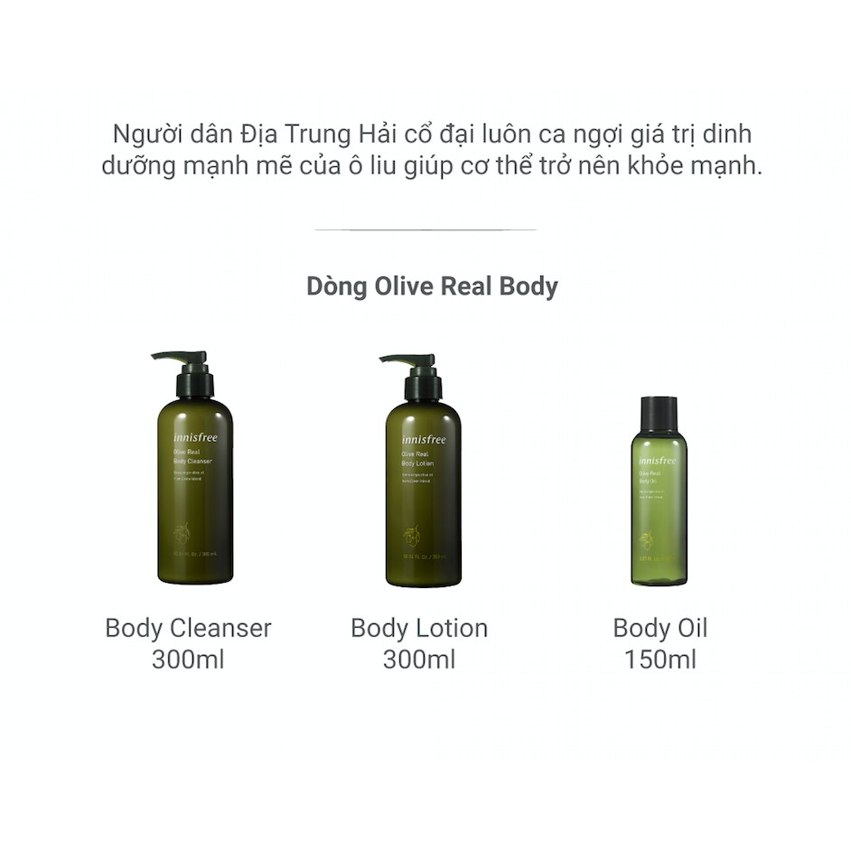 [Mã COSIF05 giảm 10% đơn 400K] Tinh dầu dưỡng thể chiết xuất từ ô liu innisfree Olive Real Body Oil 150ml