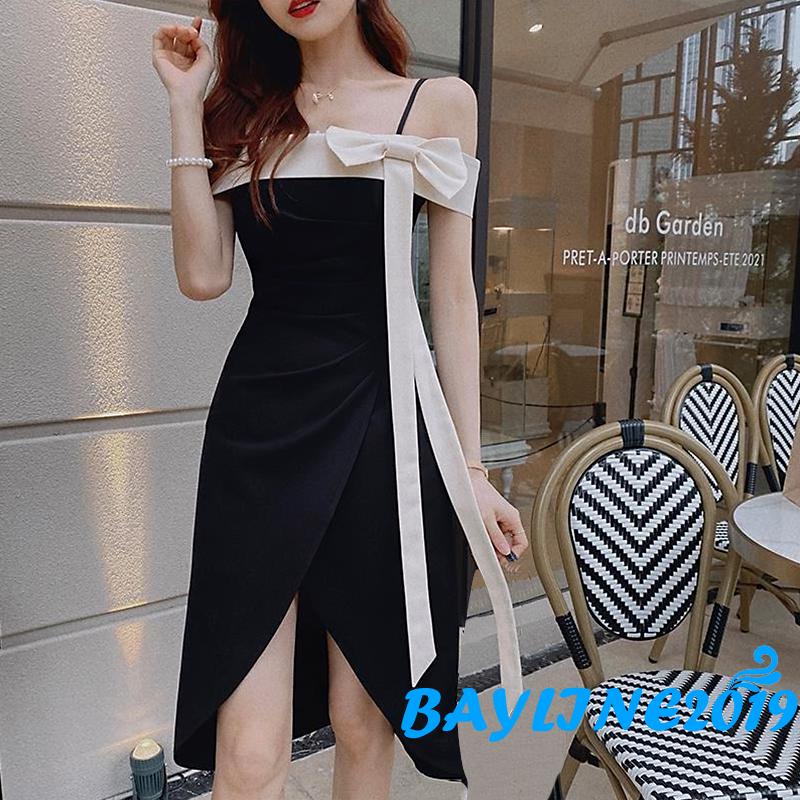 Đầm Hai Dây Dáng Dài Ôm Eo Đính Nơ Kiểu Pháp Thời Trang Mùa Hè Cho Bạn Gái