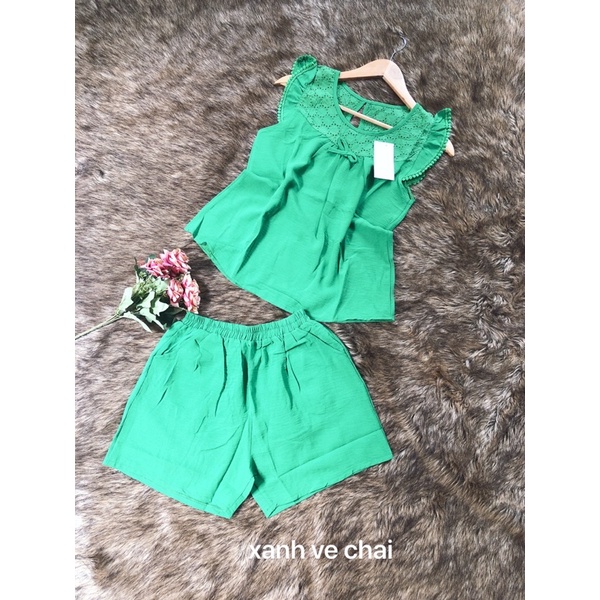 bộ đùi vải đũi đắp ren cubis shop