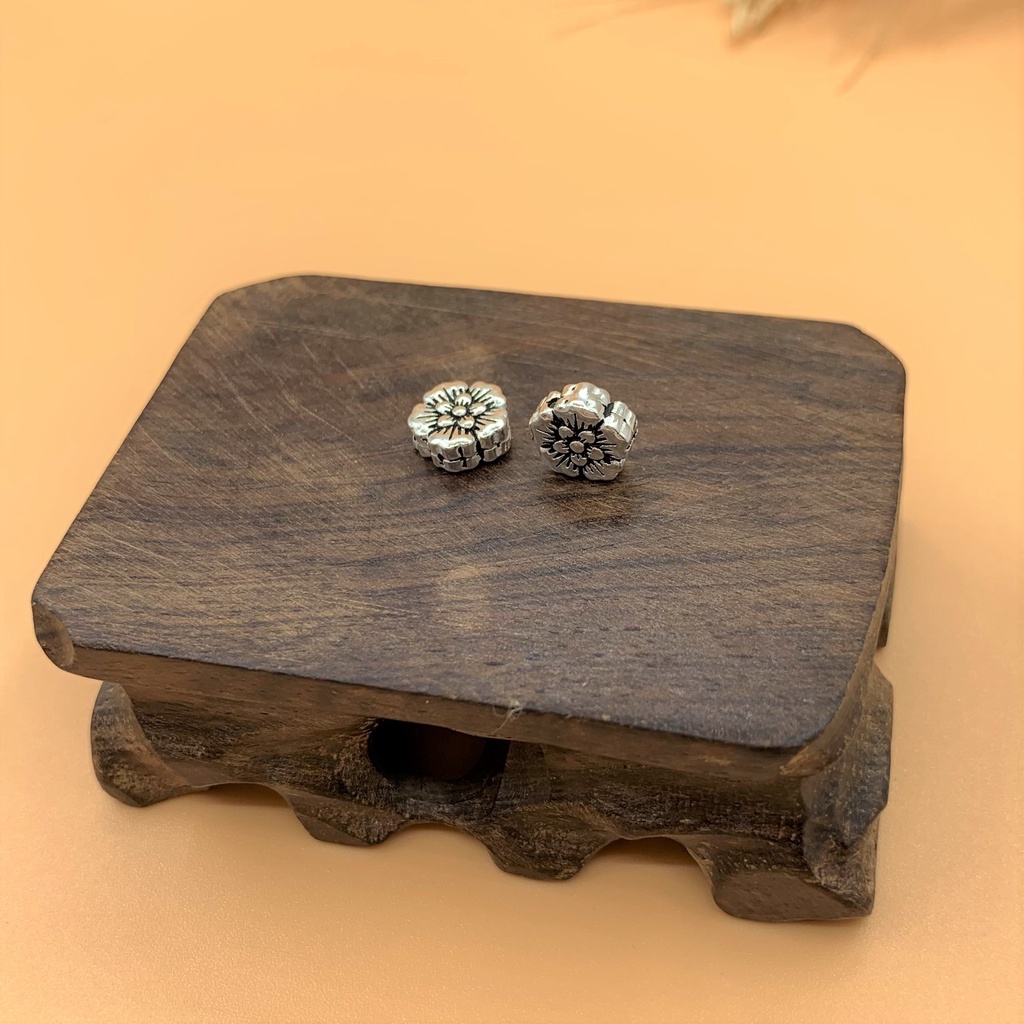 Charm nối hoa 5 cánh dày - Charm Bạc 925 - Mã CA745