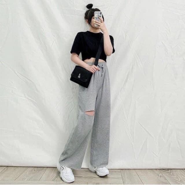 Quần Ống Rộng nữ rách gối m602