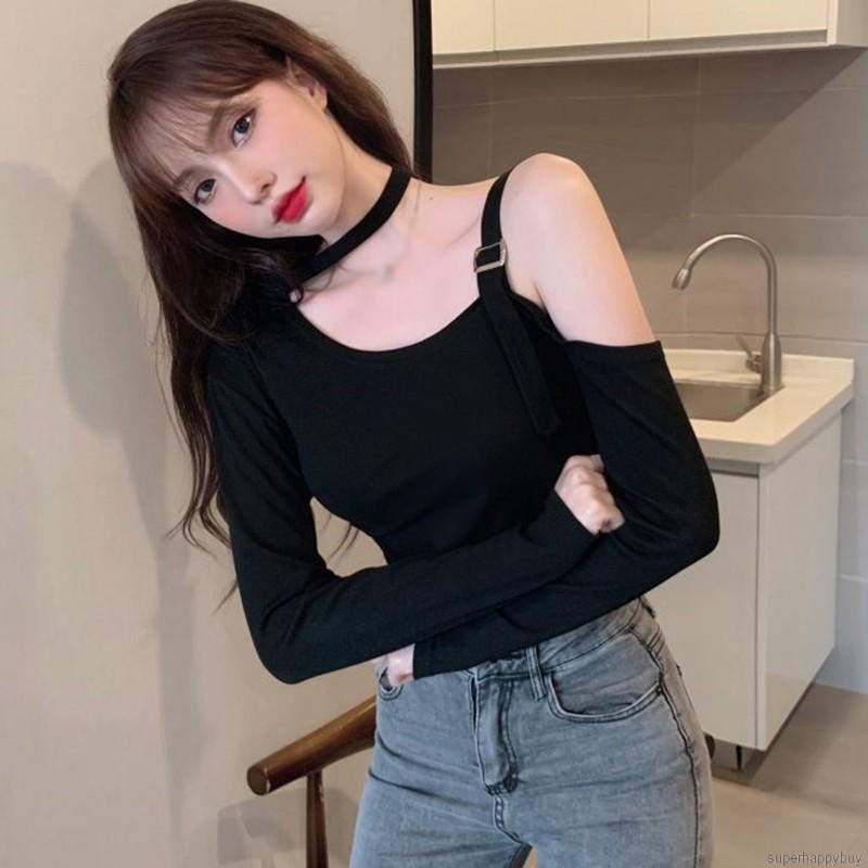 Áo Thun Dài Tay Phong Cách Hàn Quốc Thời Trang Nữ Quyến Rũ