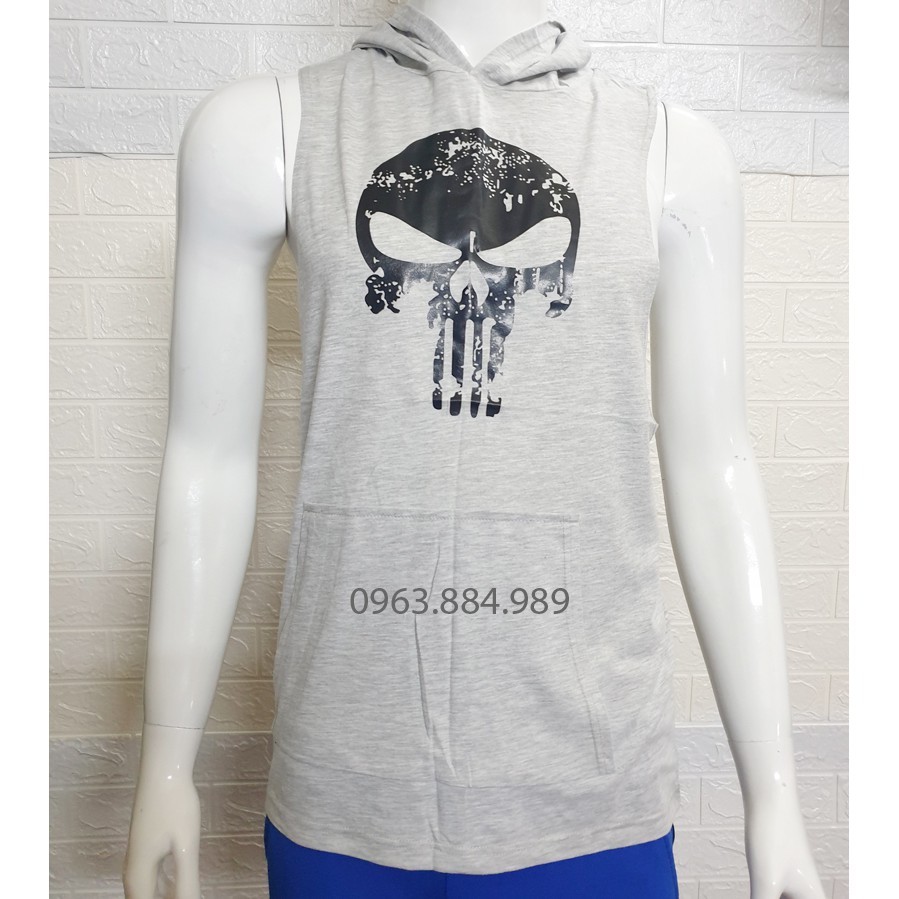 Áo ba lỗ A.201 khoét nách có mũ cho anh em tập gym , chơi thể thao hàng mỏng nhẹ nhàng ( ẢNh shop chụp)