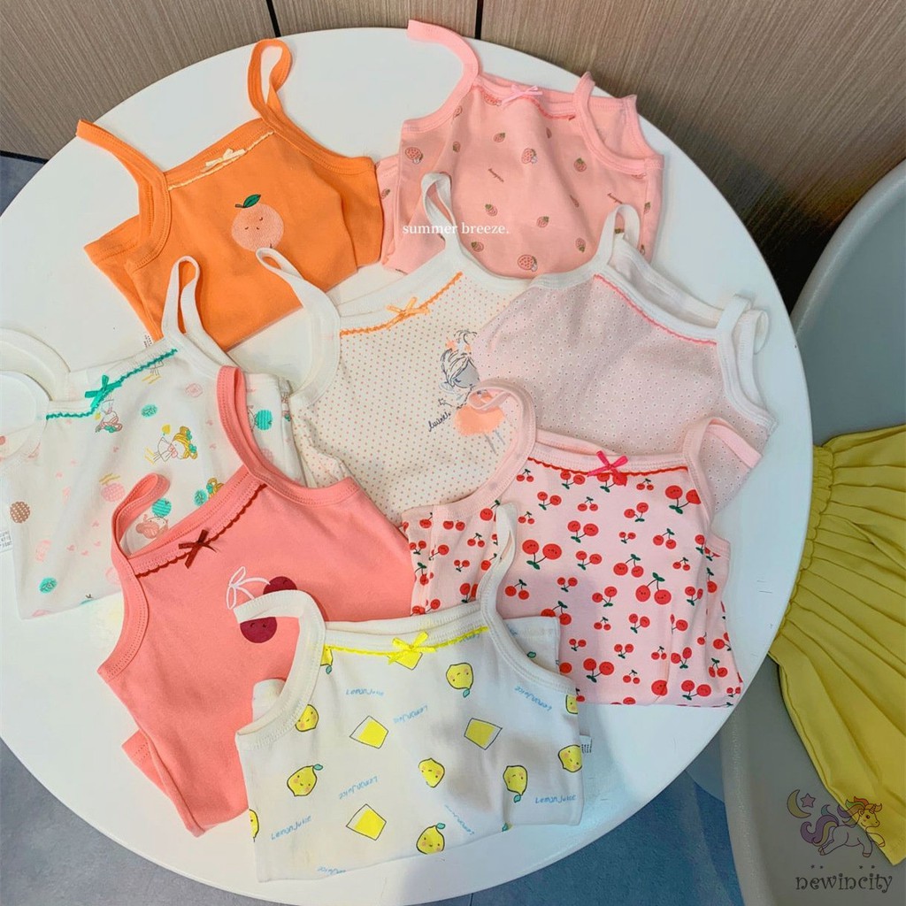 Áo Ba Lỗ Vải Cotton Thoáng Khí In Hoạt Hình Kiểu Hàn Quốc Thời Trang Mùa Hè Dành Cho Bé Gái