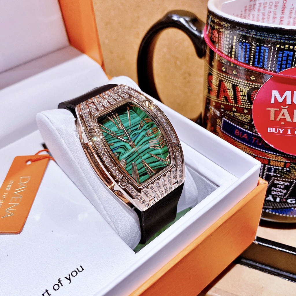 Đồng Hồ Nữ Davena D31562A Quartz , Dây Cao Su , Size 38x30mm