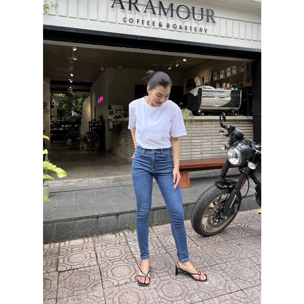 Quần Skinny Jeans Lưng Cao Ôm Dáng Nữ - Skinny Cobalt Blue - Hashtagem ( Mã SJ-03D)