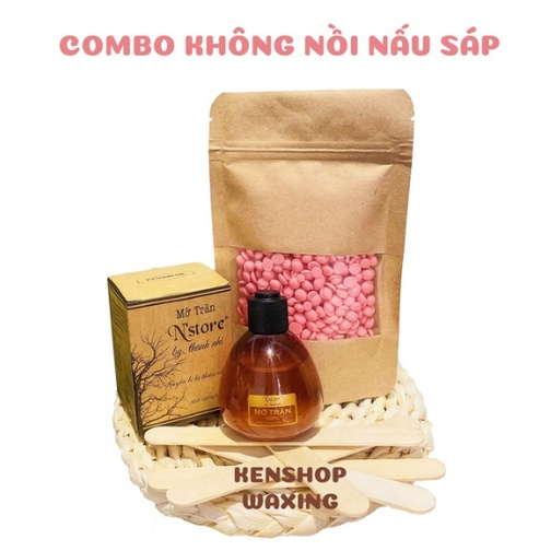 Combo sáp wax beans nóng + mỡ trăn N'store siêu bám lông tặng kèm que wax