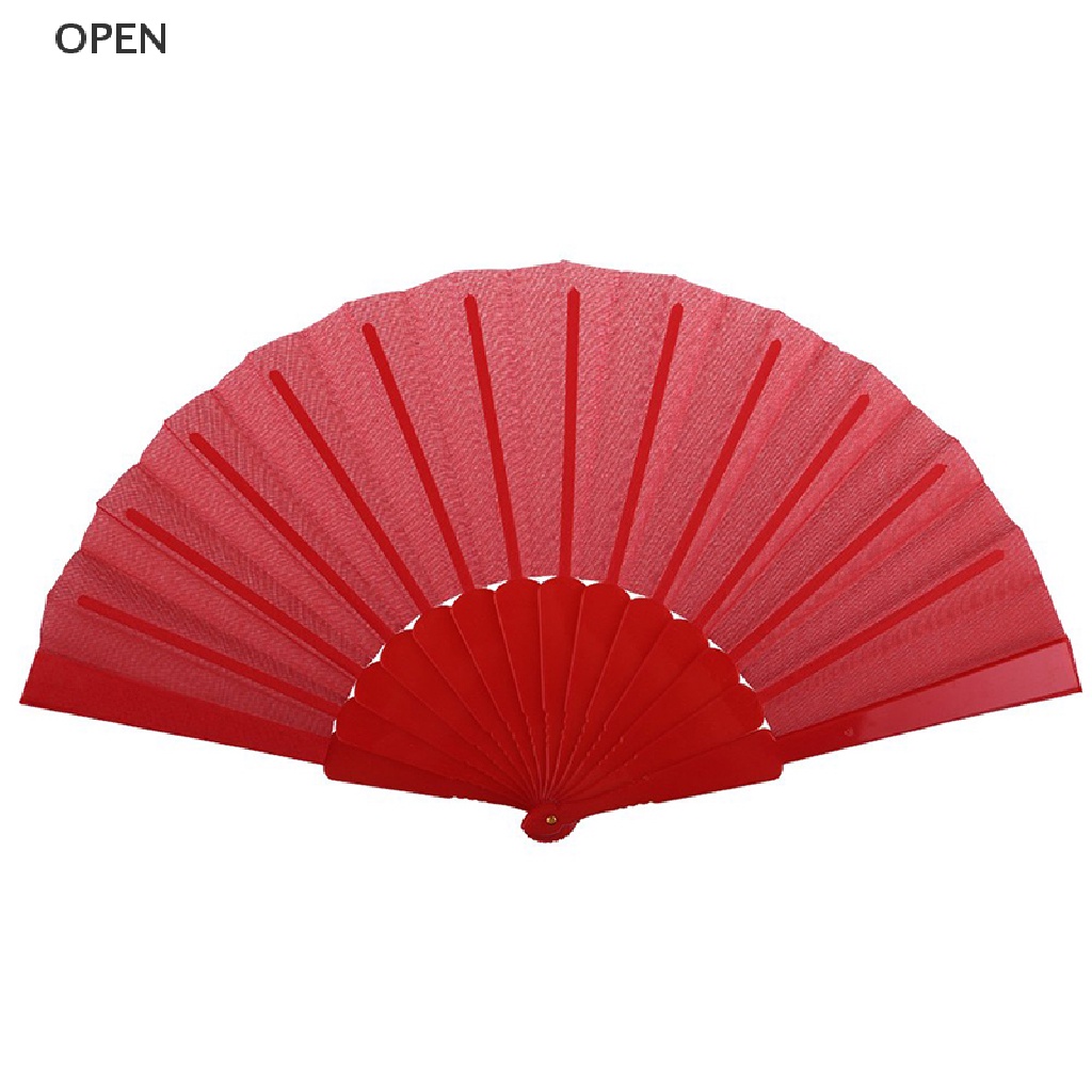 op Potable Handheld Fabric Hand Folding Fan Outdoor Dancing Bridals Wedding Party my
