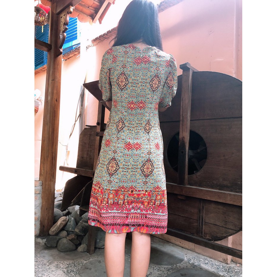 Đầm Suông Dáng Xinh Họa Tiết Họa Tiết Thổ Cẩm Sang Trọng, Giá Rẻ S&amp;M GR0051