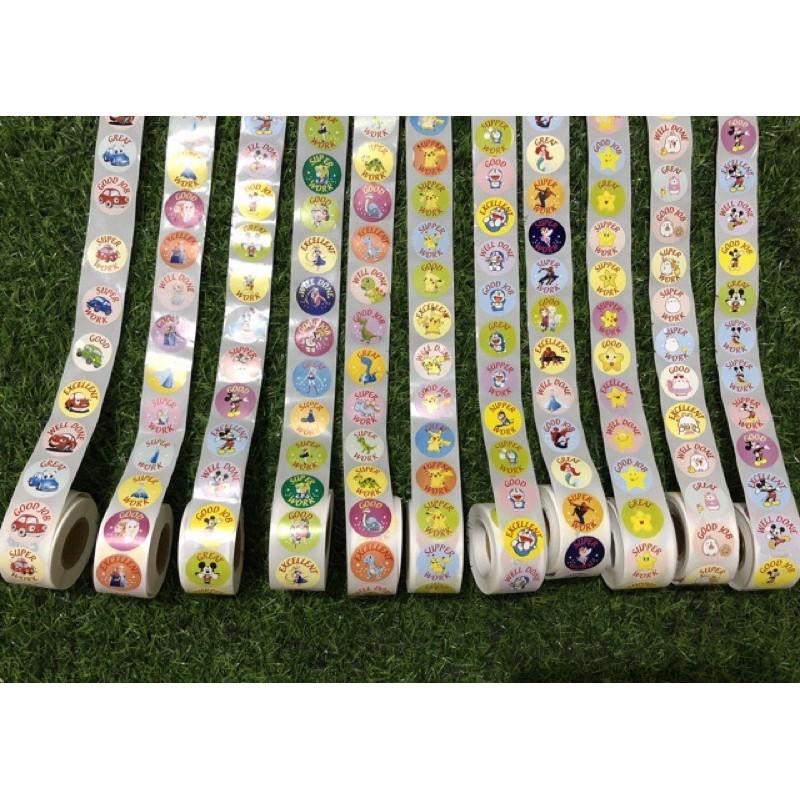 Cuộn 500 nhãn dán sticker tiếng anh khen tặng các mẫu