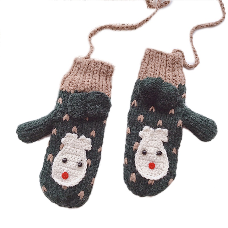 Găng Tay Dệt Kim Họa Tiết Tuần Lộc Hoạt Hình Dễ Thương Thời Trang Mùa Đông