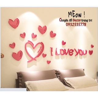 Tranh 3D mica dán tường, dán kính, sứ, gỗ, Mẫu I love you