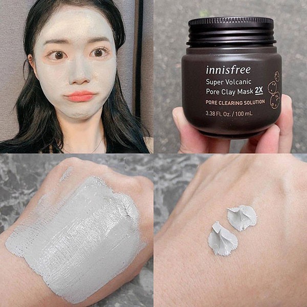 Mặt nạ ủ mụn đầu đen innisfree super volcanic pore clay mask hút bã nhờn giảm mụn đầu đen mụn liti se khít lỗ chân lông