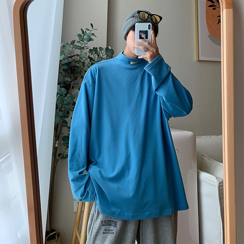 Áo Thun NamTay Dài Cổ Lọ Màu Trơn Thời Trang Dành Cho Nam Fashion Simple Bigsize Unisex áo Sweater Cổ Lọ