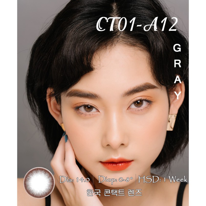 [CAM KẾT CHÍNH HÃNG] <LENS 1 TUẦN> Kính áp tròng Hàn Quốc CT01 A12 GRAY - HSD 1 tuần