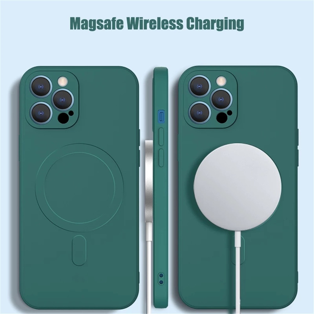 Ốp Điện Thoại Silicon Từ Tính Kiêm Sạc Không Dây Cho iPhone 11 12 Pro Max Mini X Xs Xr