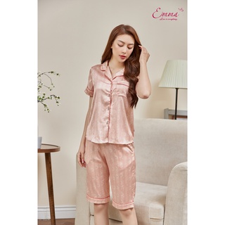 Đồ bộ mặc nhà emma pyjama lụa áo ngắn tay, quần lửng ehllu.22.24.08